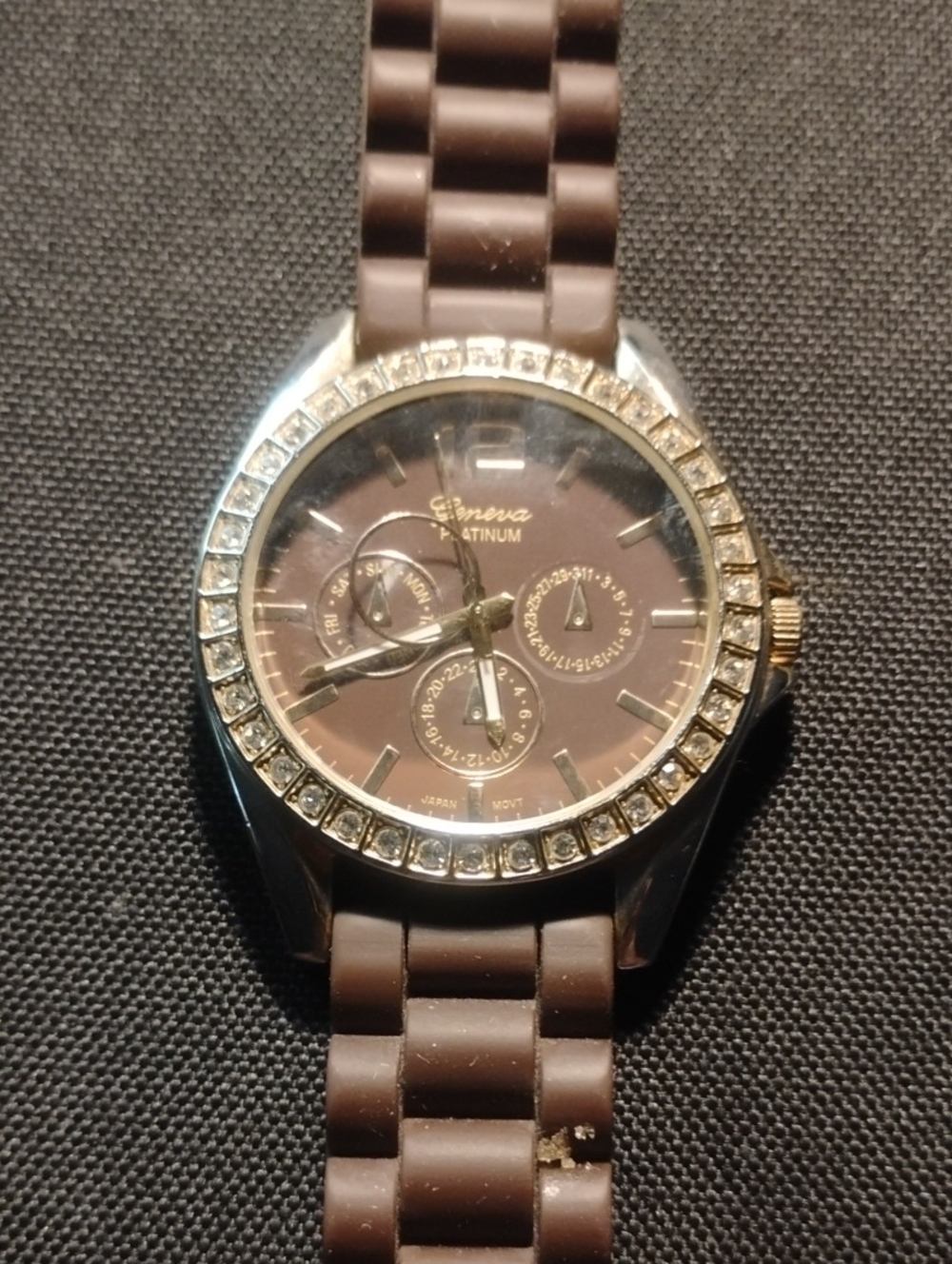 Geneva Brown Women's Watch with Crystal Bezel